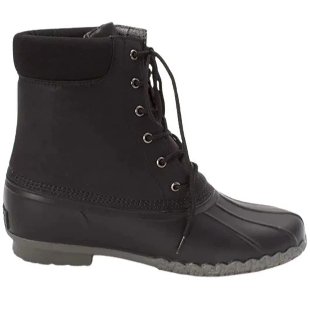 Weatherproof Vintage Adam II Duck Boots Mens 9 M Black Faux Leather Shoes NWB
